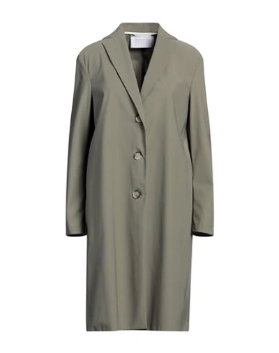 Shop Harris Wharf London Woman Overcoat & Trench Coat Military Green Size 6 Polyester