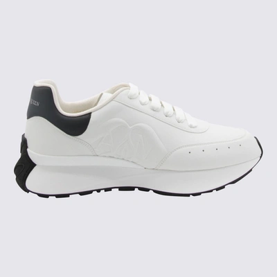Shop Alexander Mcqueen White And Black Leather Sprint Sneakers