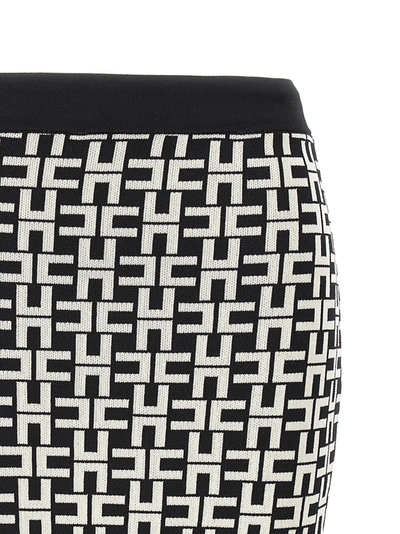 Shop Elisabetta Franchi Jacquard Logo Skirt Skirts White/black