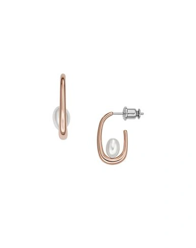 Skagen Woman Earrings Rose Gold Size - Stainless Steel In Rose Gold