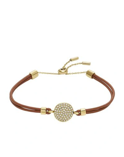 Shop Fossil Woman Bracelet Brown Size - Stainless Steel, Leather