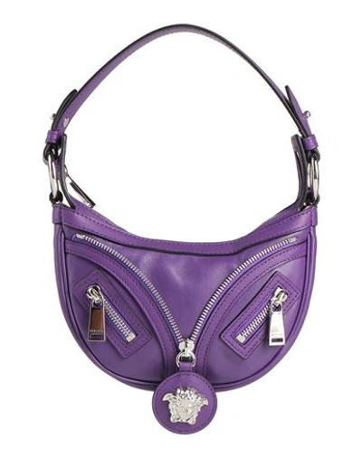 Shop Versace Woman Handbag Purple Size - Calfskin