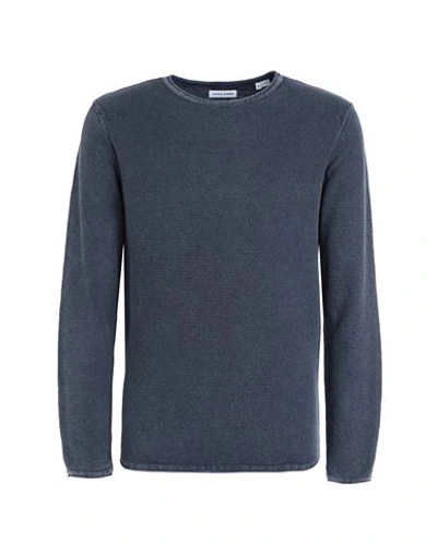 Shop Jack & Jones Man Sweater Navy Blue Size Xxl Cotton