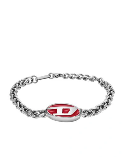 Shop Diesel Man Bracelet Silver Size - Stainless Steel, Enamel, Epoxide Resin
