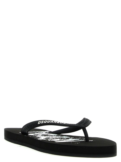 Shop Dsquared2 Logo Thong Sandals White/black