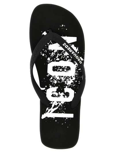 Shop Dsquared2 Logo Thong Sandals White/black