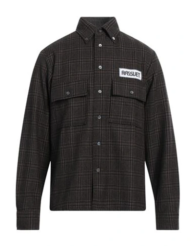 Rassvet Man Shirt Brown Size Xl Wool, Polyester In Brown