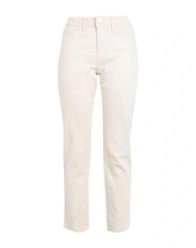 Shop Vila Woman Jeans Cream Size 12 Cotton, Recycled Cotton, Elastane In White