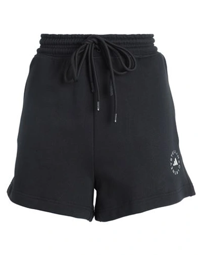 Shop Adidas By Stella Mccartney Asmc Terry Sho Woman Shorts & Bermuda Shorts Black Size L Organic Cotton