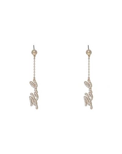 Shop Karl Lagerfeld Woman Earrings Gold Size - Brass, Glass