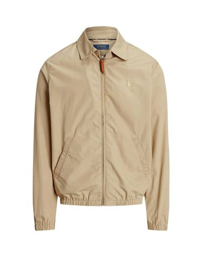 Shop Polo Ralph Lauren Bayport Poplin Jacket Man Jacket Sand Size L Cotton In Beige