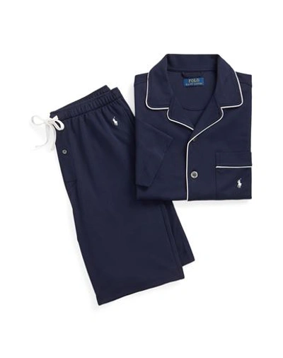 Shop Polo Ralph Lauren Cotton Interlock Pajama Set Man Sleepwear Navy Blue Size L Cotton