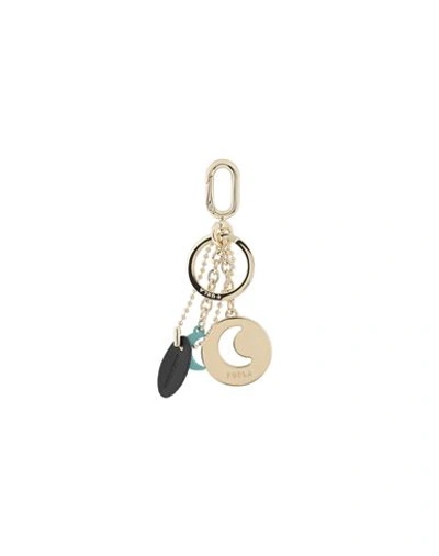 Shop Furla Crystal Keyring Moon Woman Key Ring Gold Size - Metal, Leather