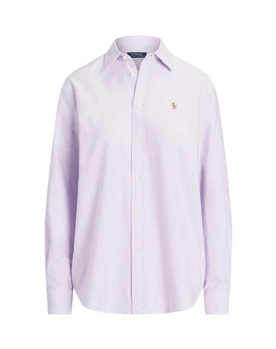 Shop Polo Ralph Lauren Relaxed Fit Cotton Oxford Shirt Woman Shirt Lilac Size M Cotton In Purple