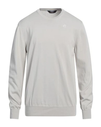 Shop K-way Man Sweater Grey Size Xxl Cotton In Beige
