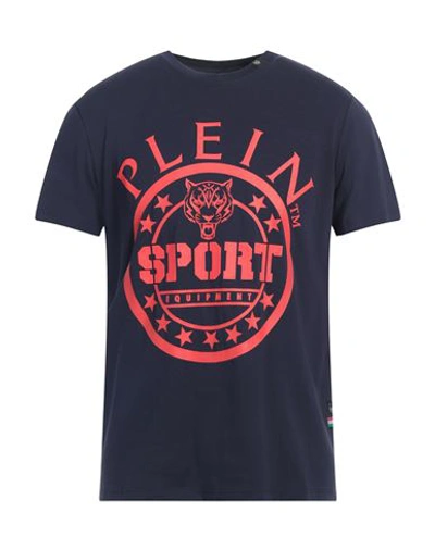 Shop Plein Sport Man T-shirt Midnight Blue Size Xl Cotton, Elastane