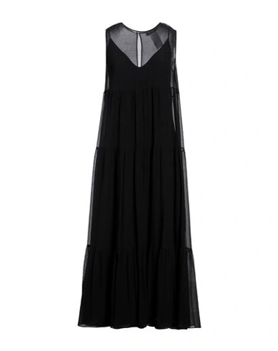 Shop Max Mara Studio Woman Maxi Dress Black Size 8 Cotton, Silk