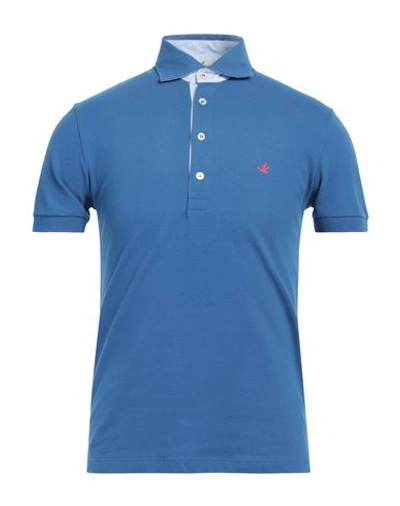 Shop Brooksfield Man Polo Shirt Slate Blue Size 36 Cotton