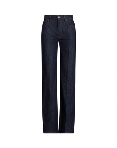 Shop Lauren Ralph Lauren Mid-rise Wide-leg Jean Woman Jeans Blue Size 6 Cotton