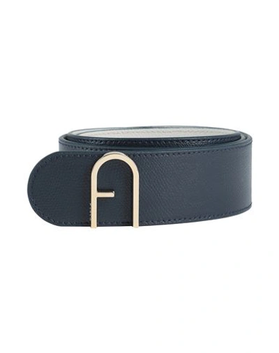 Shop Furla Flow Belt Rev. H.4,2 Woman Belt Navy Blue Size 36 Leather, Metal
