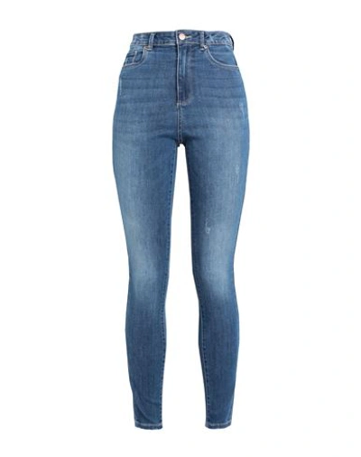 Shop Vero Moda Woman Jeans Blue Size L-32l Cotton, Polyester, Recycled Polyester, Viscose, Elastane