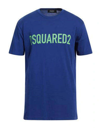 Shop Dsquared2 Man T-shirt Blue Size S Cotton