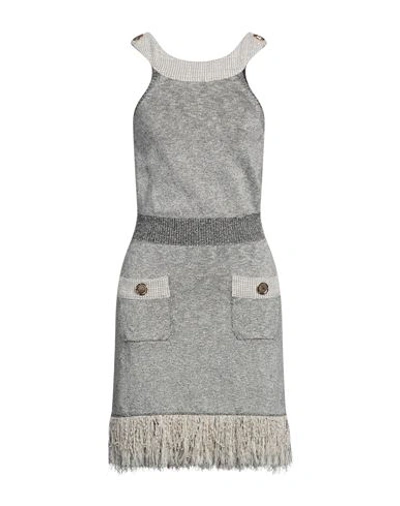 Shop Elisabetta Franchi Woman Mini Dress Grey Size 4 Cotton, Viscose, Polyester, Acrylic, Acetate