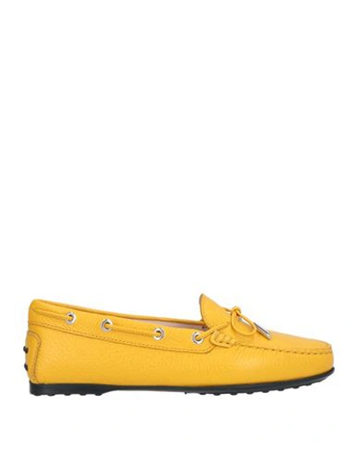 Tod's Woman Loafers Marigold Size 8 Soft Leather In Yellow