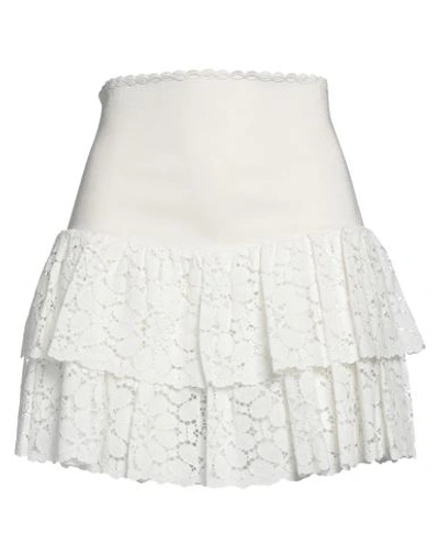Shop Alexandre Vauthier Woman Mini Skirt Ivory Size 8 Viscose, Polyamide, Elastane, Cotton In White