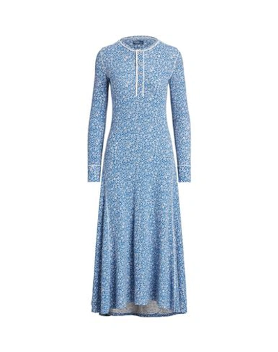 Shop Polo Ralph Lauren Woman Midi Dress Azure Size L Cotton In Blue