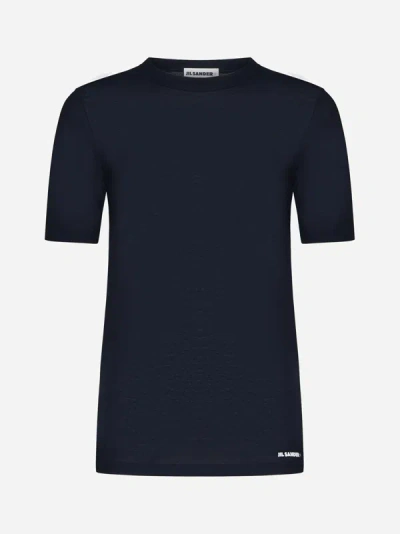 Shop Jil Sander+ Logo Cotton T-shirt In Midnight