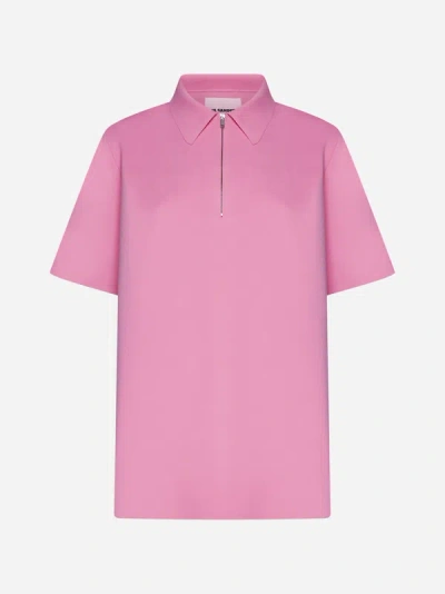 Shop Jil Sander Knit Polo Shirt In Pink