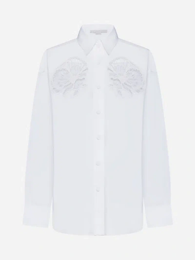 Shop Stella Mccartney Crochet Cotton Shirt In Pure White