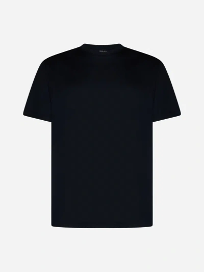 Shop Giorgio Armani Cotton T-shirt In Midnight Blue