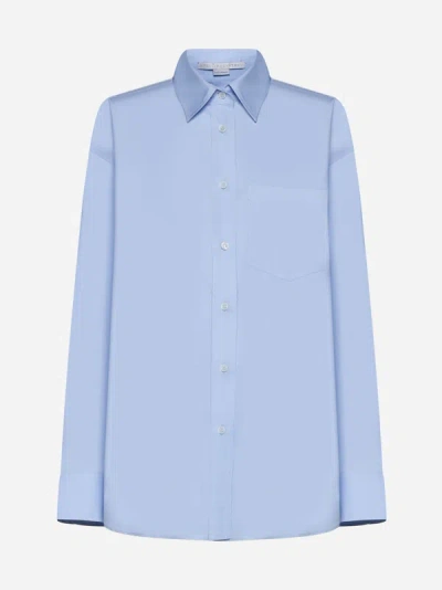 Shop Stella Mccartney Back Chiffon And Cotton Shirt In Sky Blue