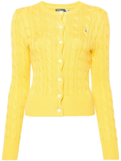 Shop Polo Ralph Lauren Braided Cardigan In Yellow & Orange