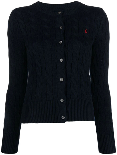 Shop Polo Ralph Lauren Braided Cardigan In Blue