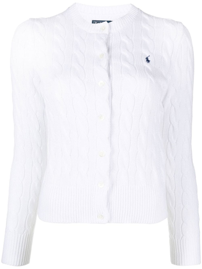 Shop Polo Ralph Lauren Braided Cardigan In White