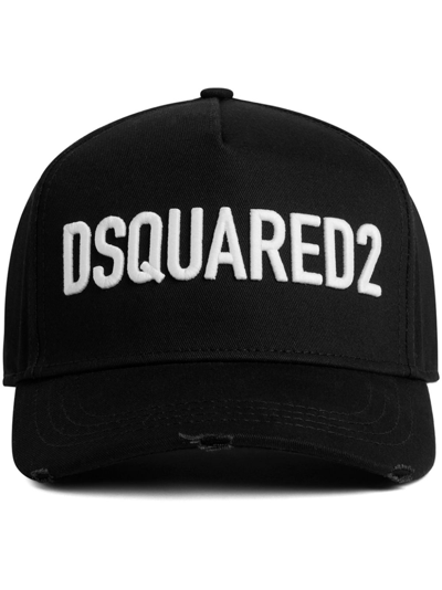 Shop Dsquared2 Black Logo-embroidered Cotton Cap