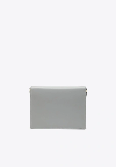 Shop Dolce & Gabbana 3d-effect Logo Leather Crossbody Bag In Gray
