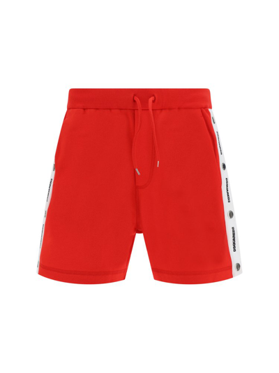 Shop Dsquared2 Drawstring Bermuda Shorts In Red