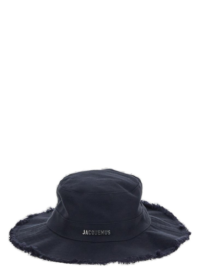 Shop Jacquemus Le Bob Artichaut Frayed Expedition Hat In Blue