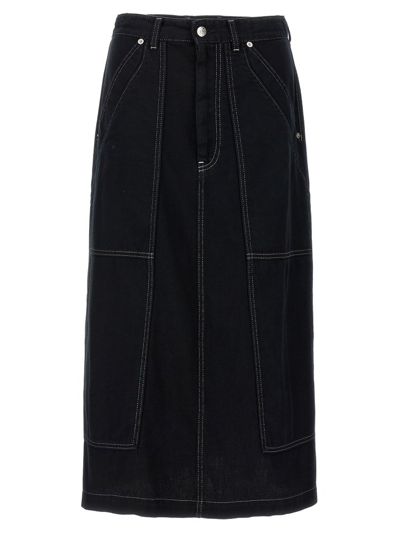 Shop Mm6 Maison Margiela Panelled Midi Denim Skirt In Black