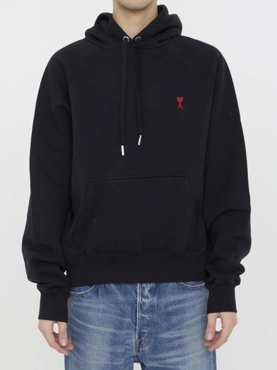 Shop Ami Alexandre Mattiussi Ami De Coeur Hoodie In Black