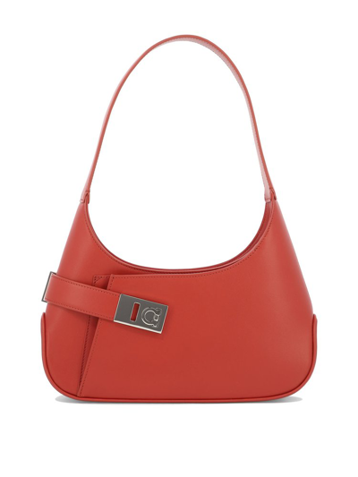 Shop Ferragamo Salvatore  Medium Gancini Shoulder Bag In Red