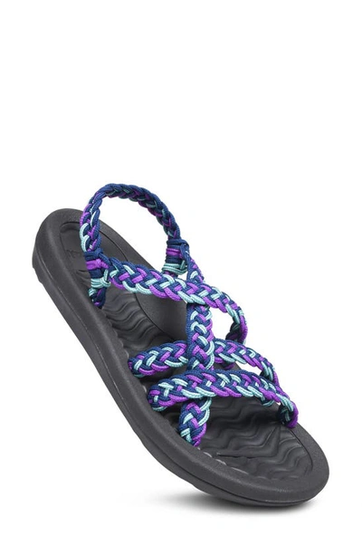 Shop Aerosoft Braided Strap Sandal In Navy-purple