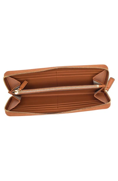 Shop Mcm Mode Travia Leather Zip Around Wallet In Cognac