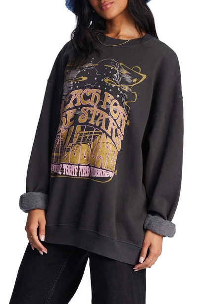 Billabong Ride In Cotton Blend Graphic Sweatshirt In Off Black