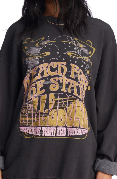 Billabong Ride In Cotton Blend Graphic Sweatshirt In Off Black