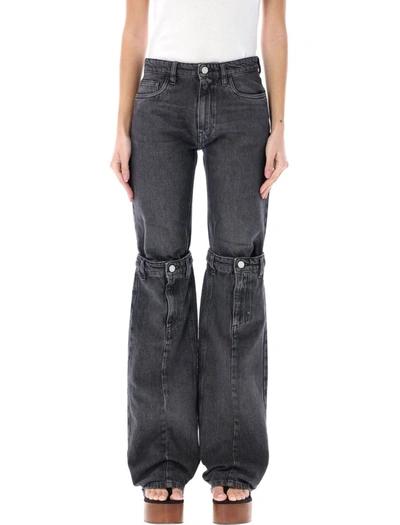 Shop Coperni Open-knee Denim Jeans In Washedblack